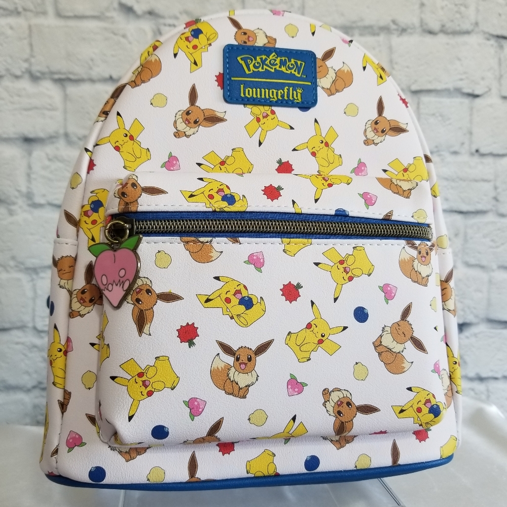 Loungefly Pokemon Eevee Pikachu Berries Mini Backpack Bag New - Picture 7 of 15
